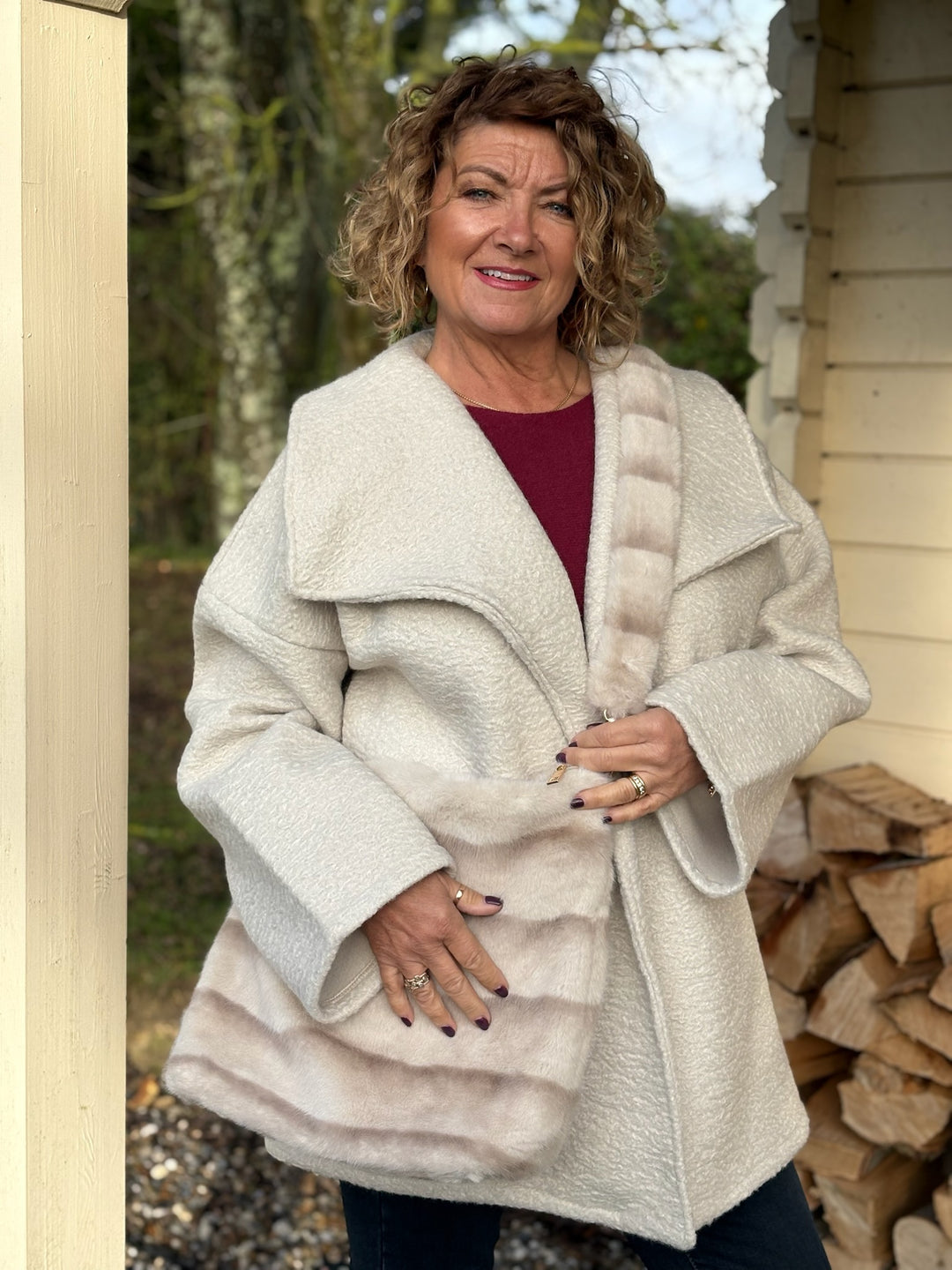 Faux Fur Shoulder Bag - Malissa J | Cream