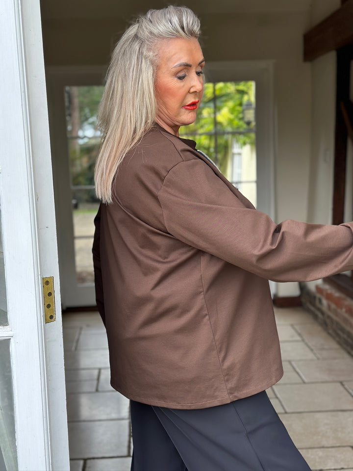 Military Style Lightweight Jacket | Chocolate Brown