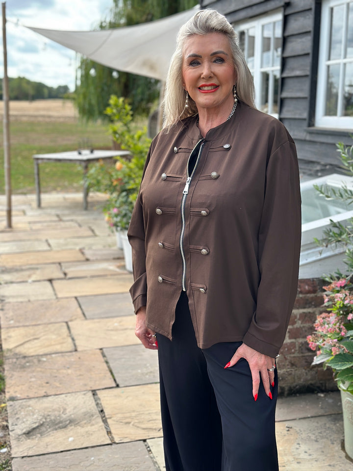 Military Style Lightweight Jacket | Chocolate Brown