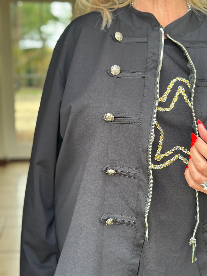 Military Style Lightweight Jacket | Black