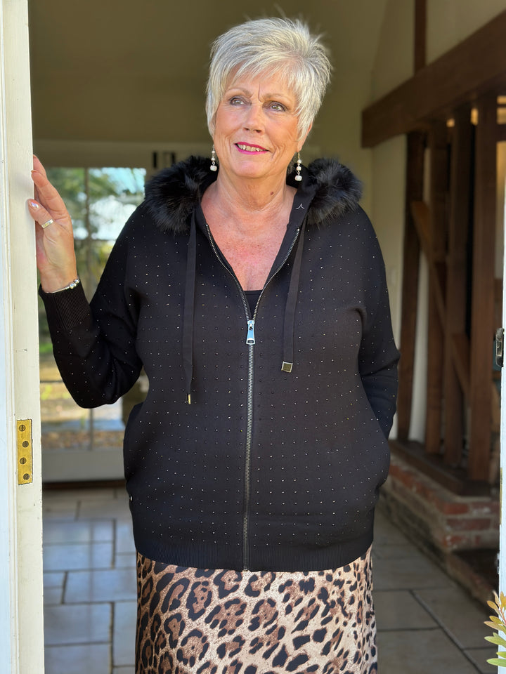 Sparkle Knit Zip Hoodie - Malissa J | Black