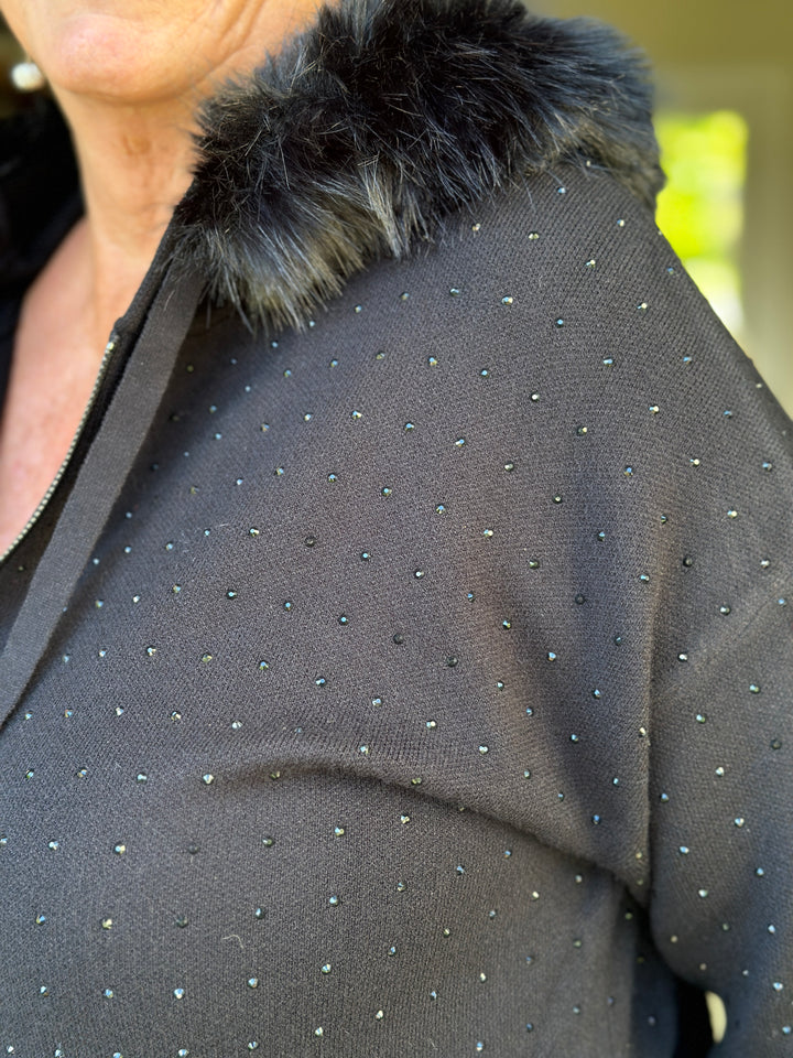 Sparkle Knit Zip Hoodie - Malissa J | Black
