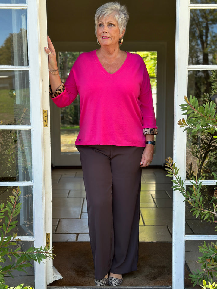 Woven Wide Leg Trouser - Malissa J | Chocolate Brown