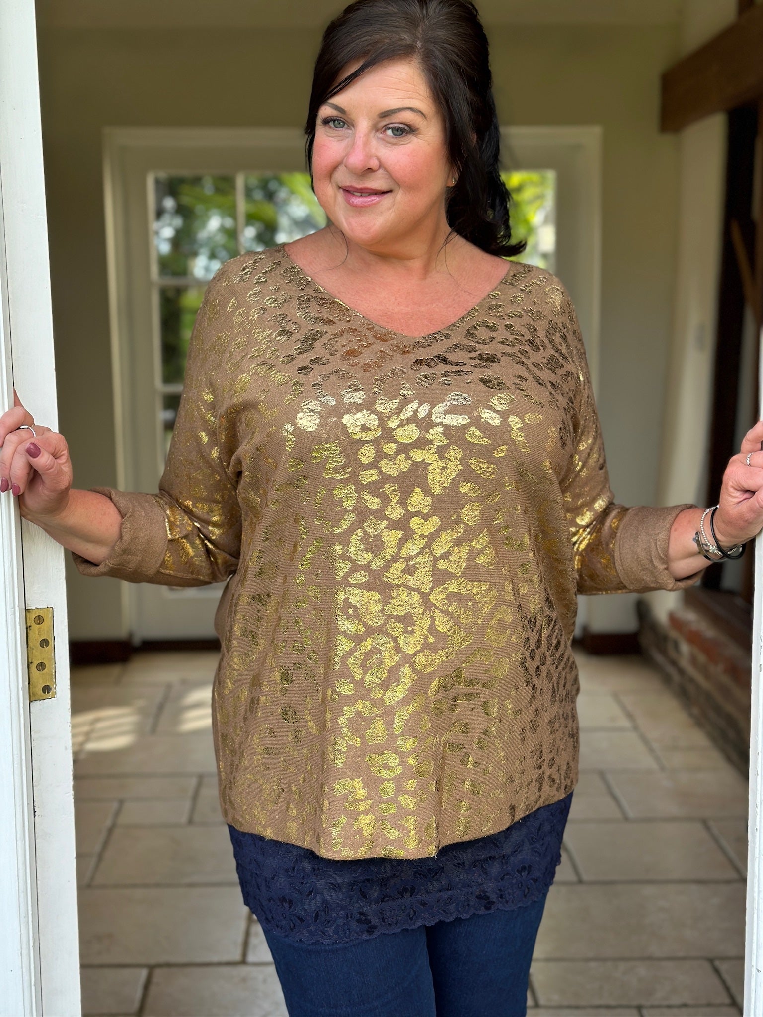 Leopard print jumper plus size sale