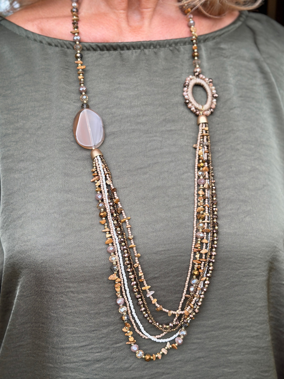Multi-Strand Cascade Necklace | Brown