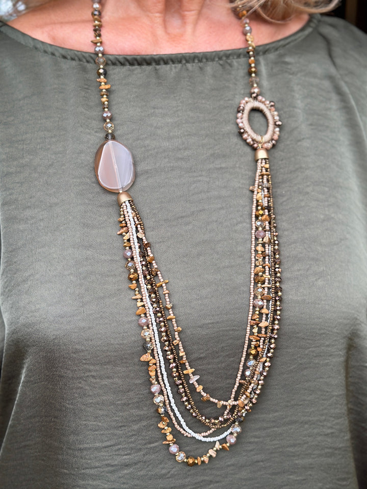 Multi-Strand Cascade Necklace | Brown