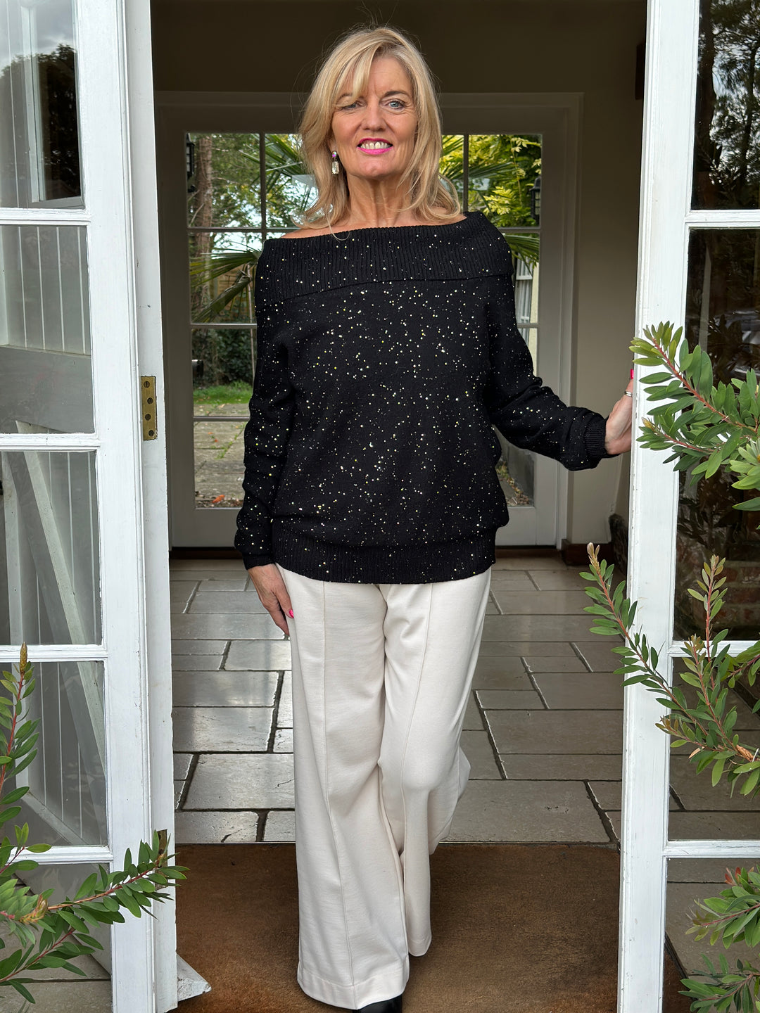 Sparkle Bardot Jumper - Malissa J | Black