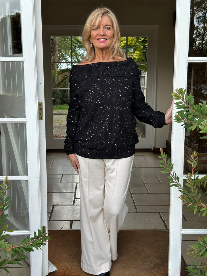 Sparkle Bardot Jumper - Malissa J | Black