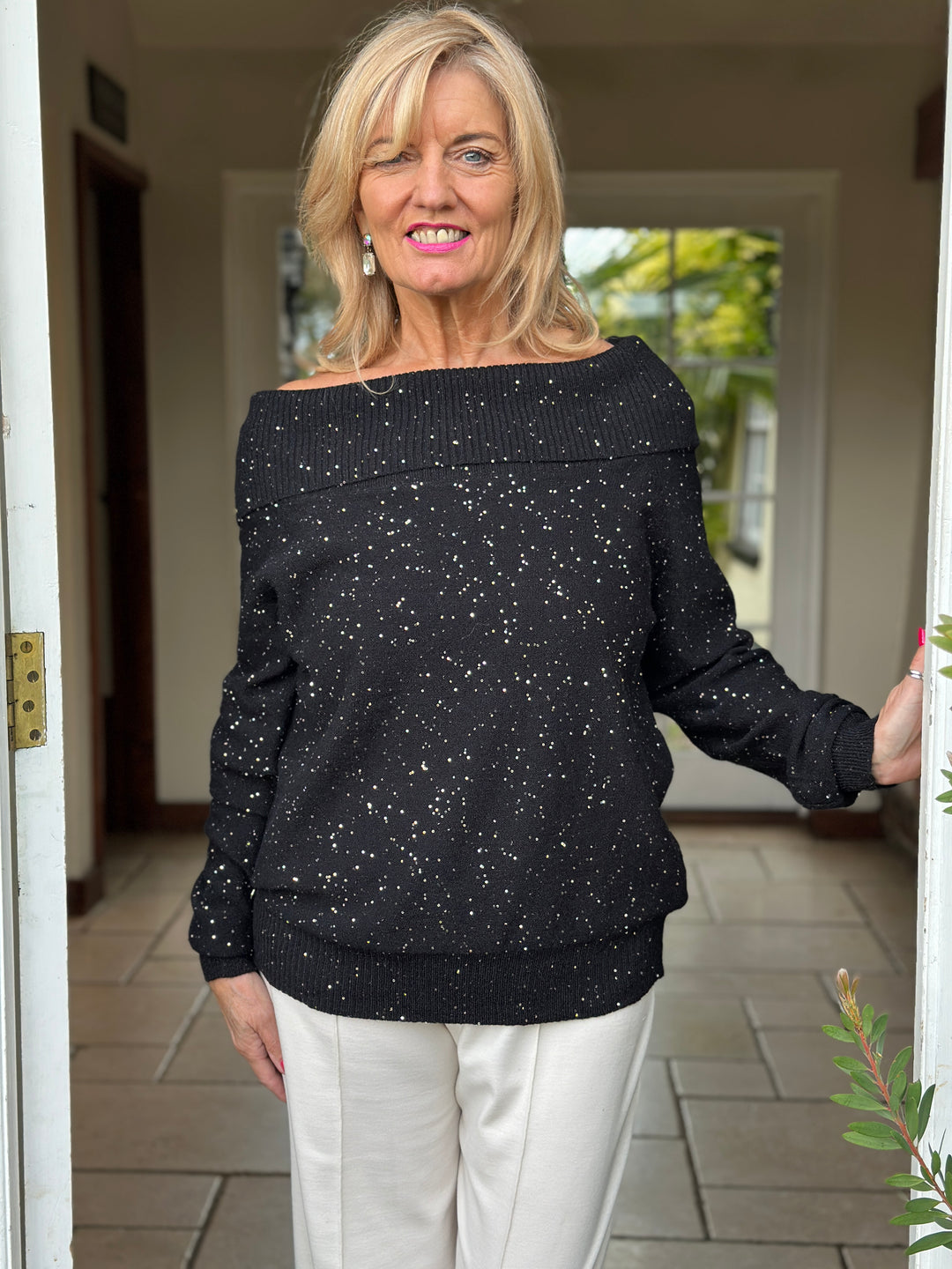Sparkle Bardot Jumper - Malissa J | Black