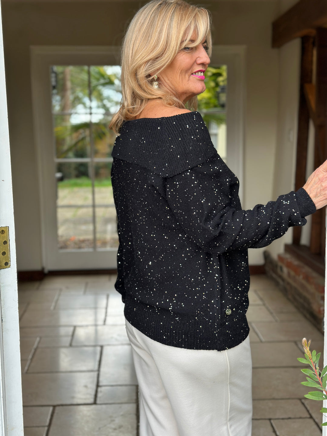 Sparkle Bardot Jumper - Malissa J | Black