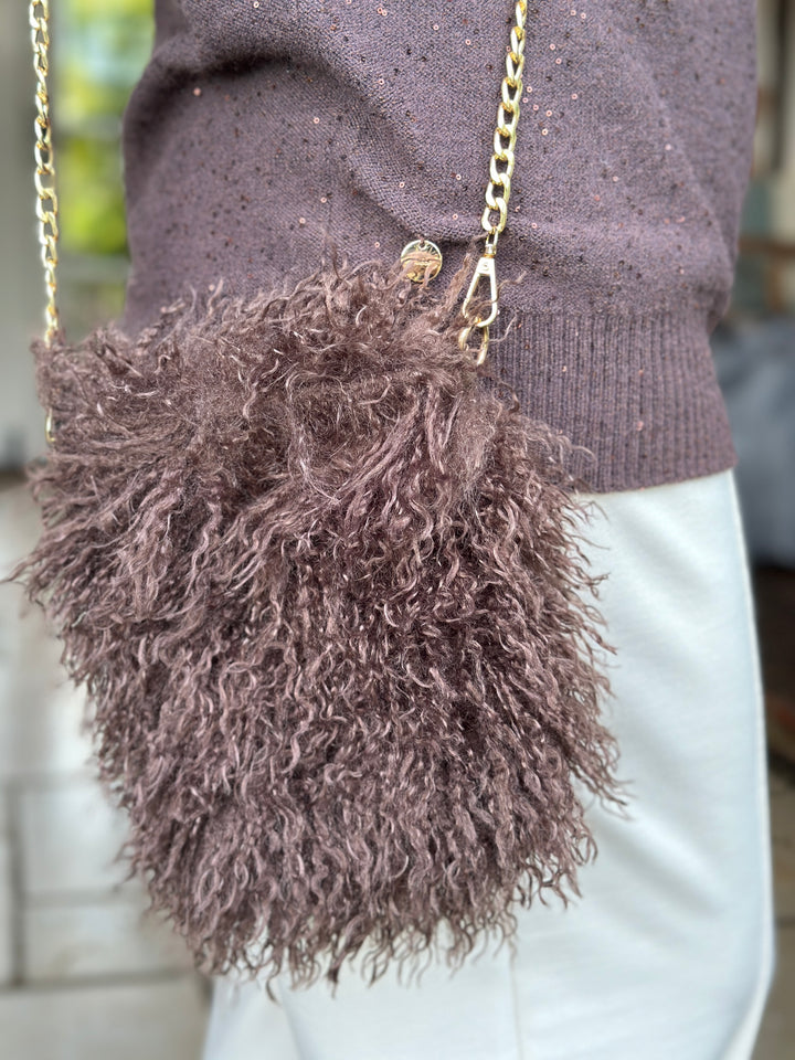 Shaggy Faux Fur Crossbody Bag - Malissa J | Brown