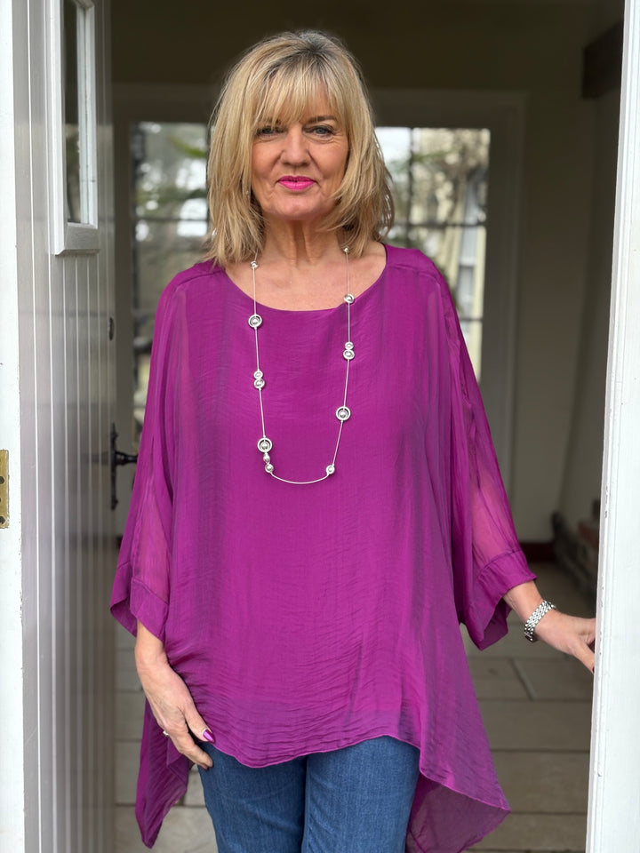Mia Silk Blouse | Magenta