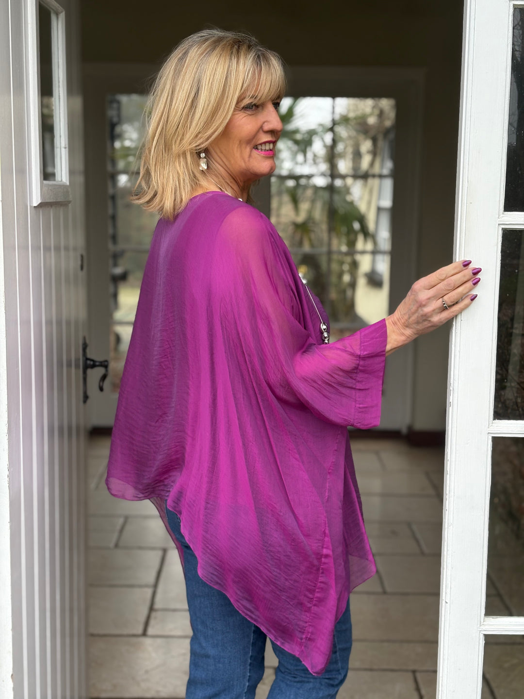 Mia Silk Blouse | Magenta