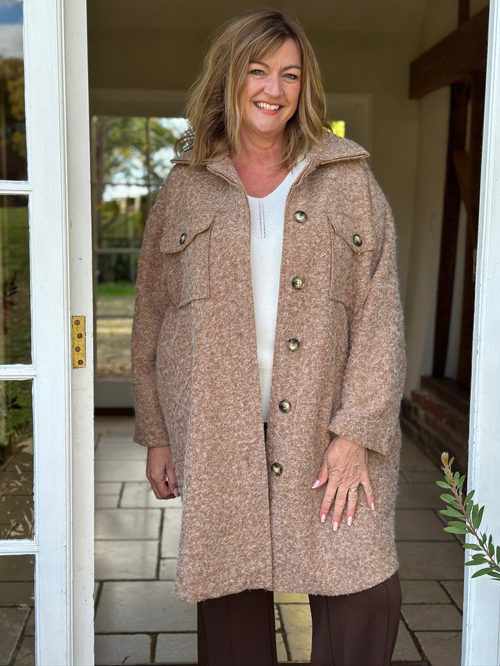 Bronte Brushed Shacket | Camel