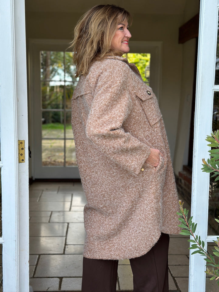 Bronte Brushed Shacket | Camel