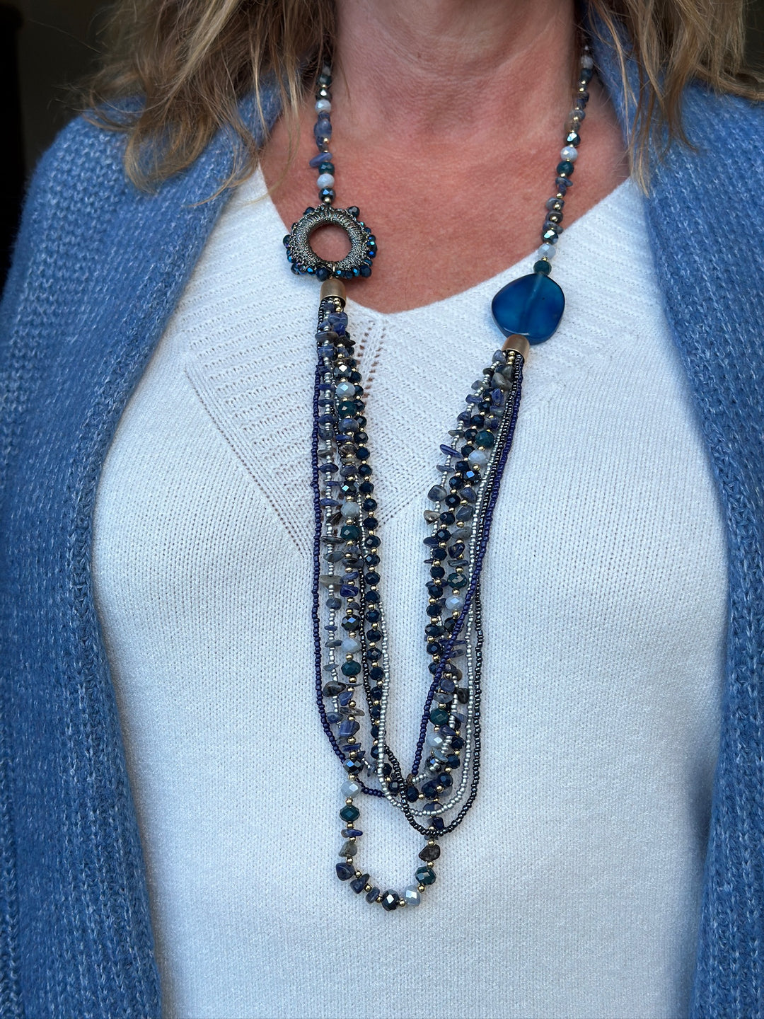 Multi-Strand Cascade Necklace | Blue