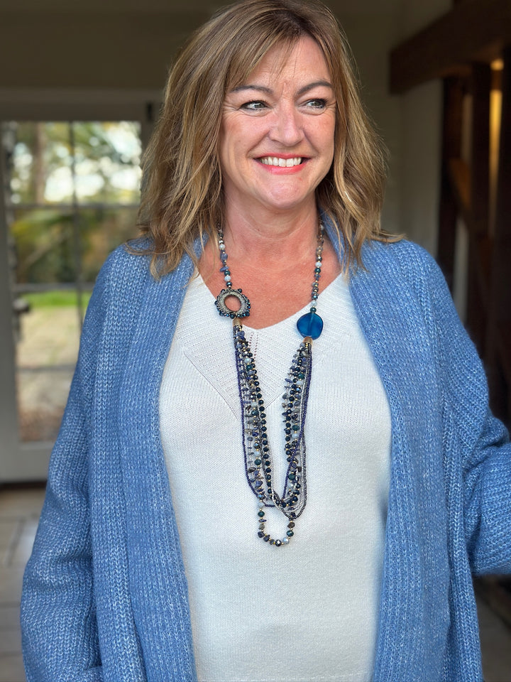 Multi-Strand Cascade Necklace | Blue