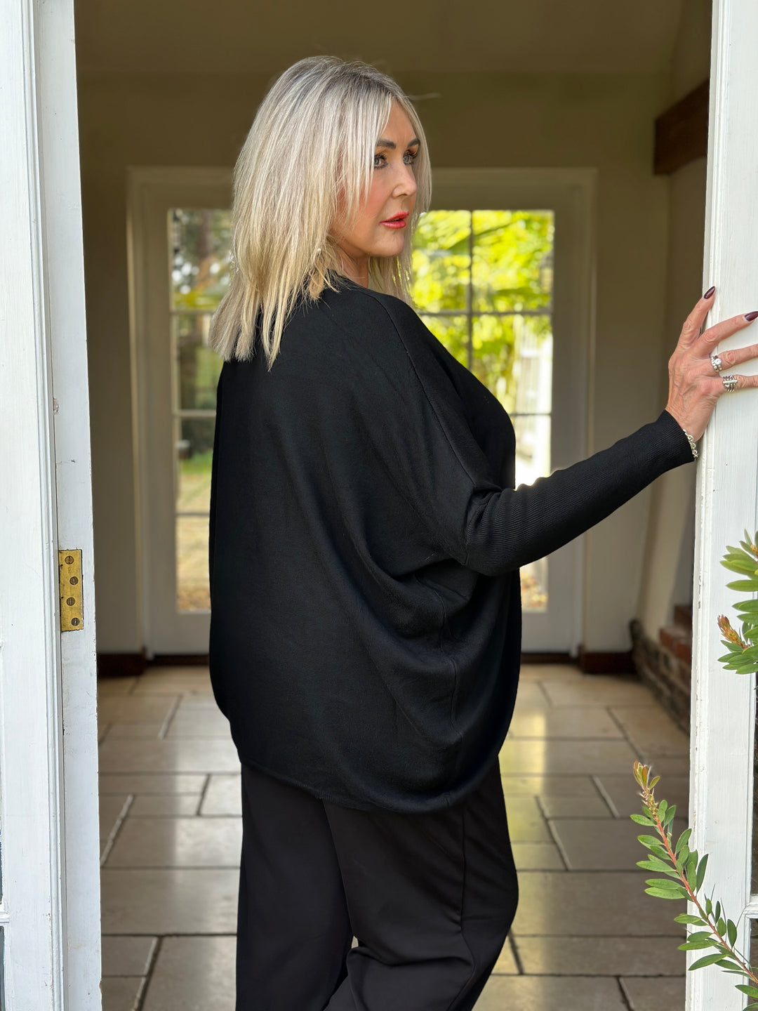 Pearl & Diamante Starburst Jumper | Black