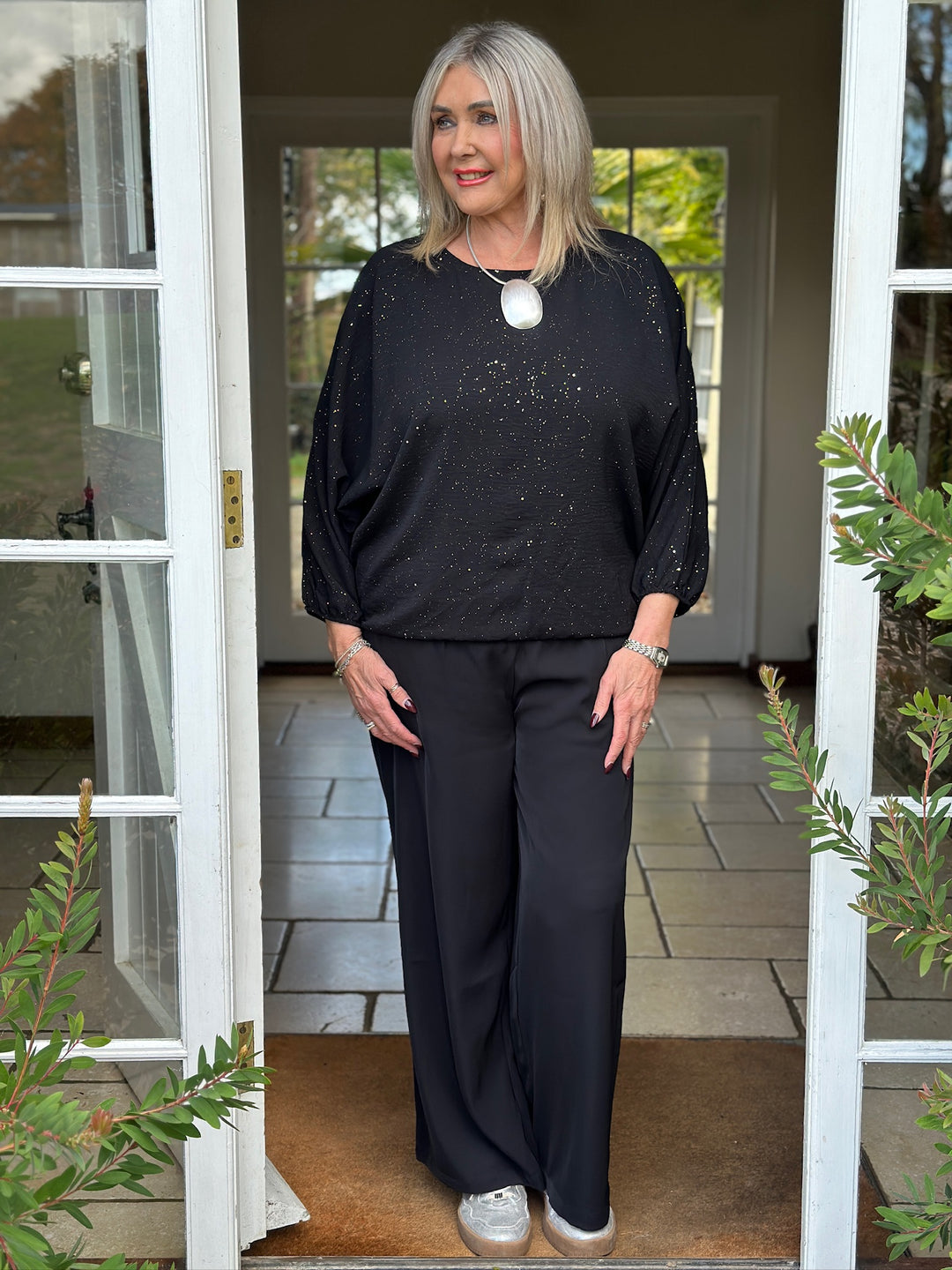 Sparkle Batwing Top | Black