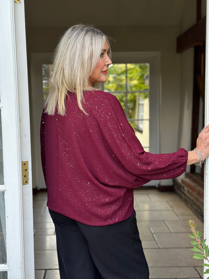 Sparkle Batwing Top | Merlot