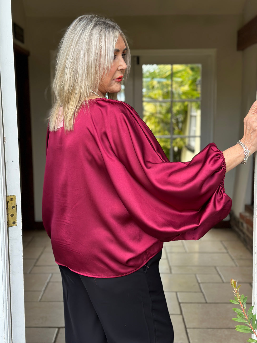 Satin Batwing Top | Merlot