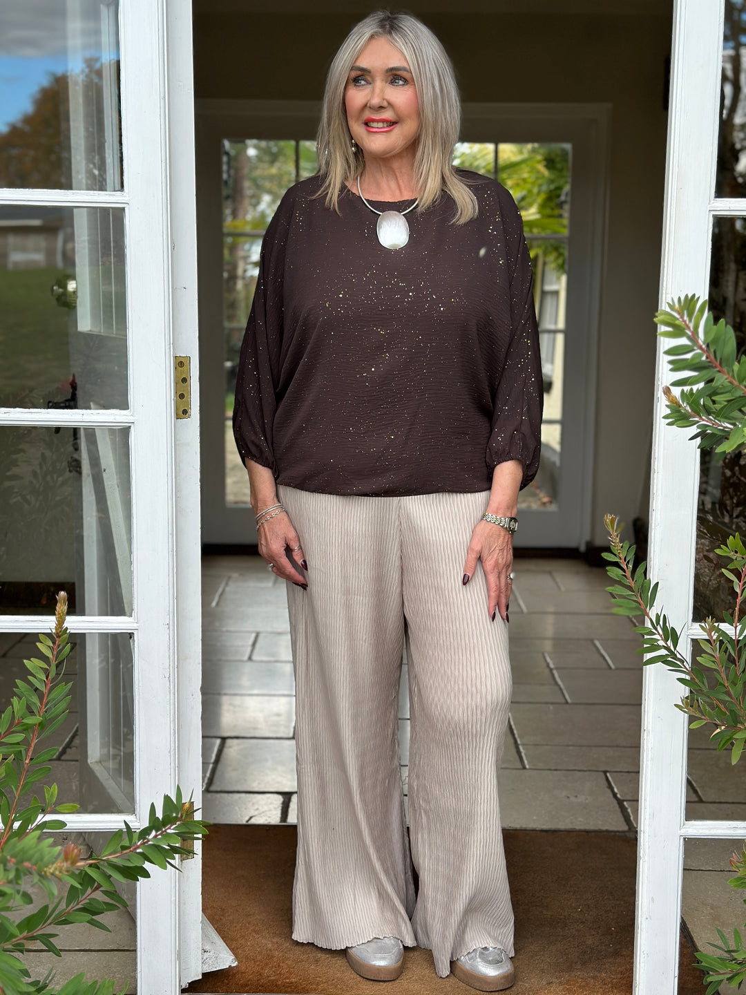 Sparkle Batwing Top | Chocolate Brown