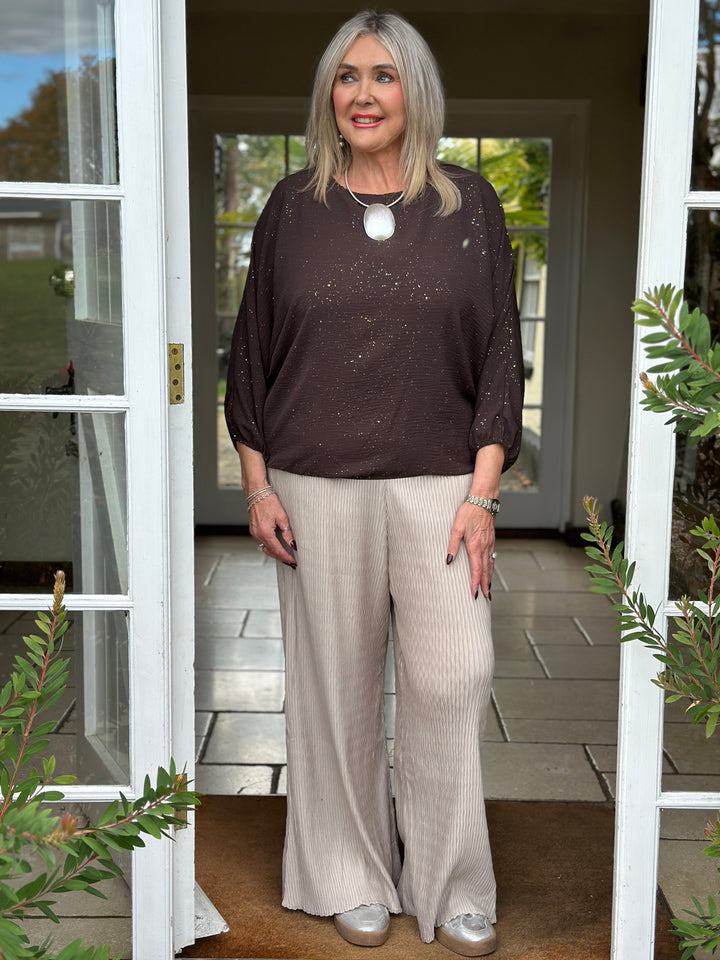 Sparkle Batwing Top | Chocolate Brown