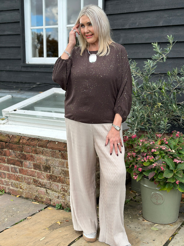 Sparkle Batwing Top | Chocolate Brown