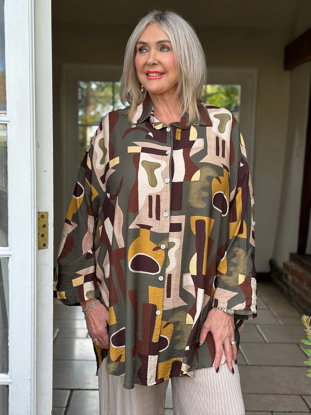 Gallery Print Shirt | Bottle Green