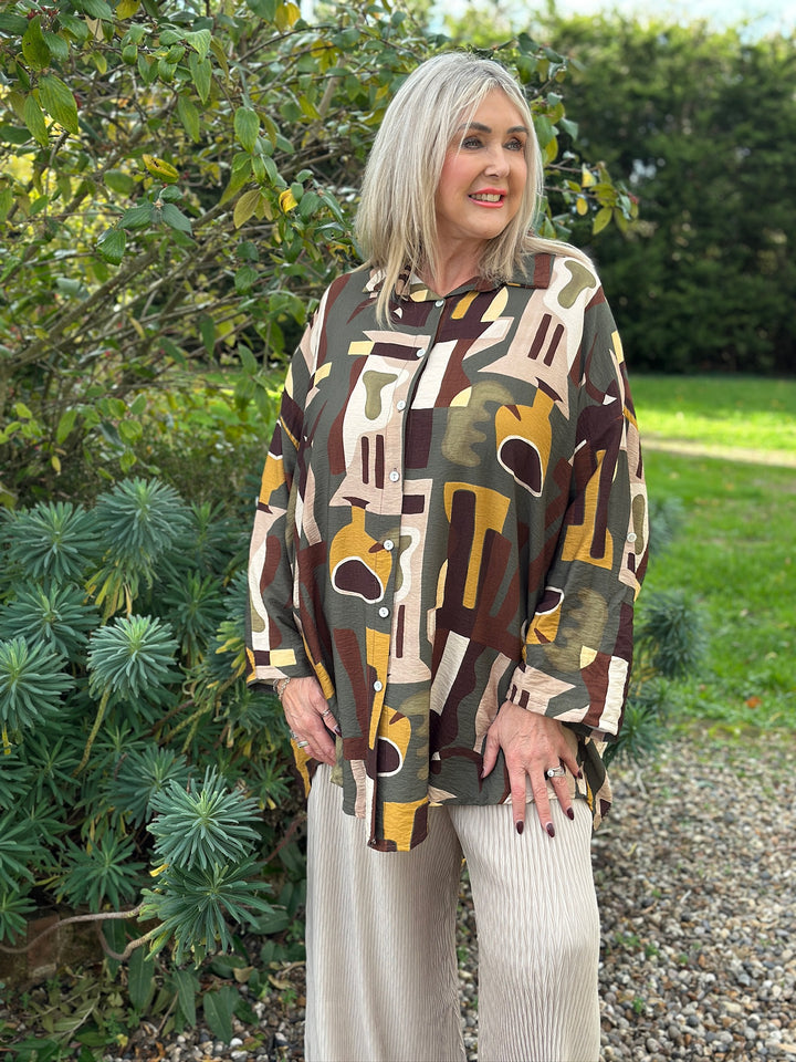 Gallery Print Shirt | Bottle Green