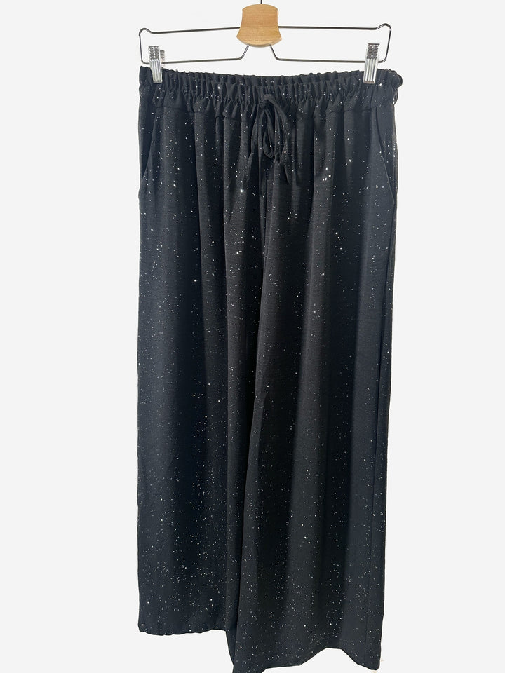 Sparkle Wide Leg Trousers | Black