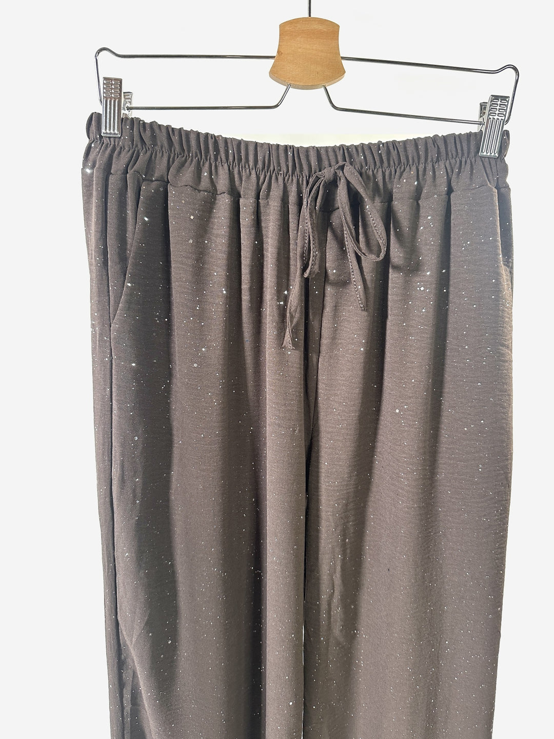 Sparkle Wide Leg Trousers | Chocolate Brown