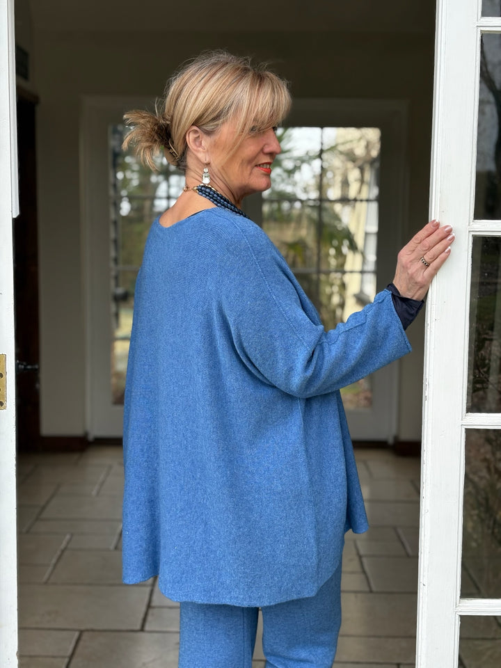 V-Neck Knit Co-ord | Ocean Blue