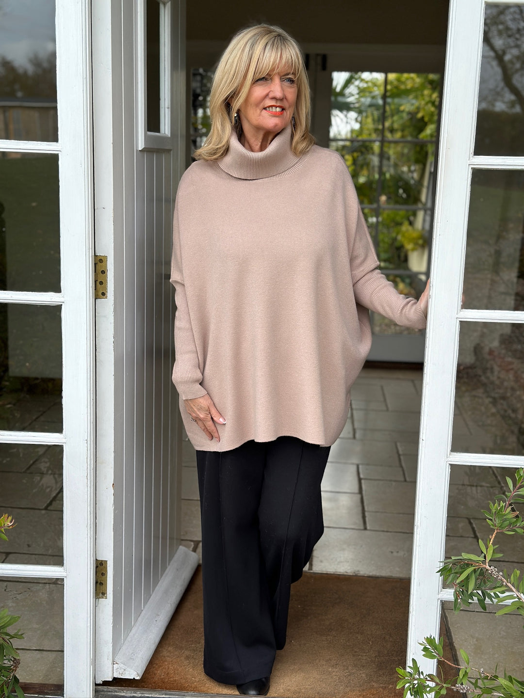 Ribbed Roll Neck Batwing Jumper | Mocha