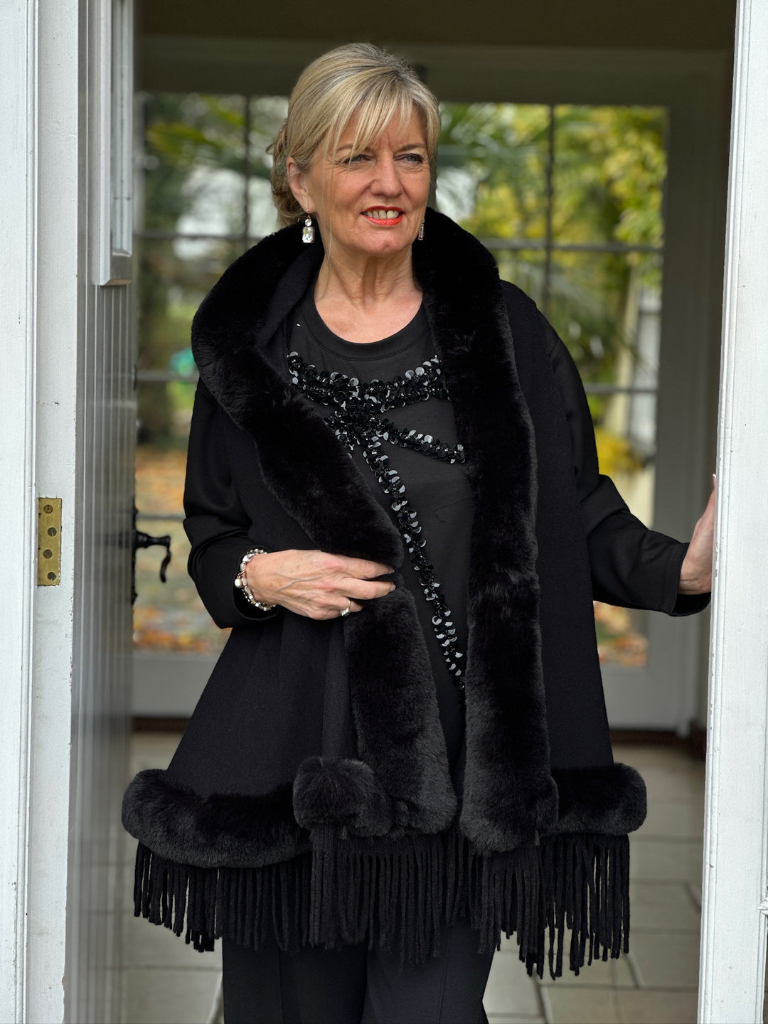 Faux Fur Tassel Gilet -  PIA ROSSINI | Black