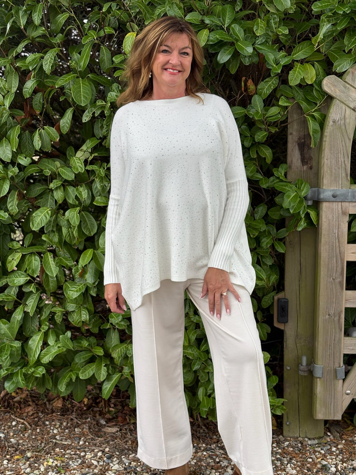 Diamante Knit Jumper | Ivory