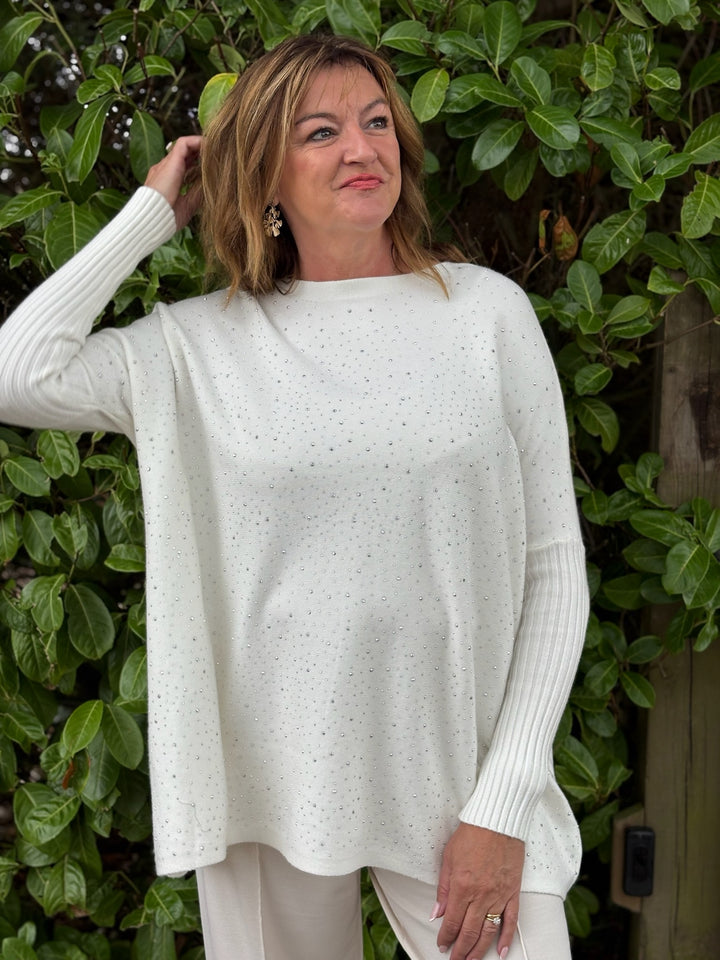 Diamante Knit Jumper | Ivory