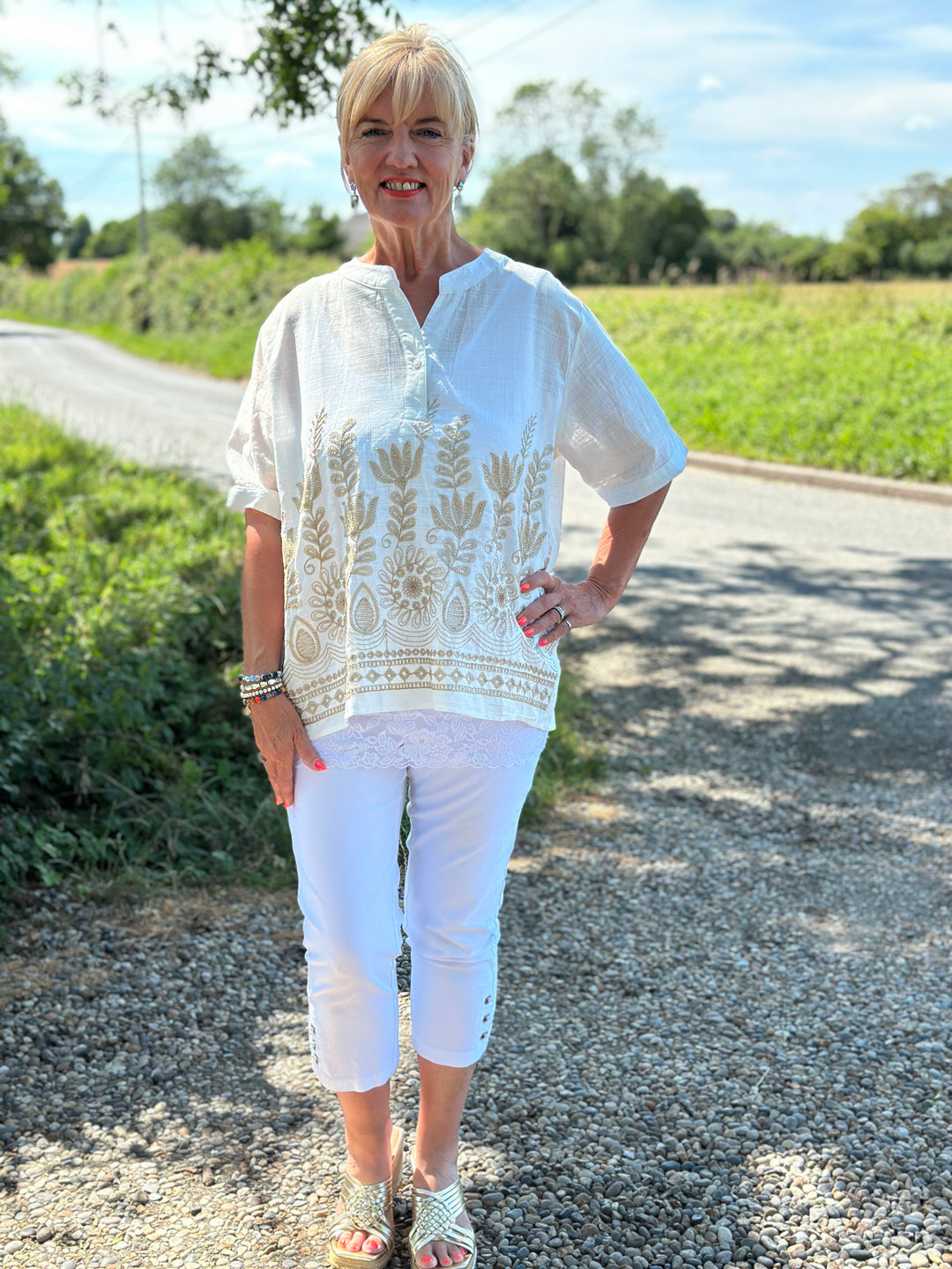 Isla Embroidered Top | Off White