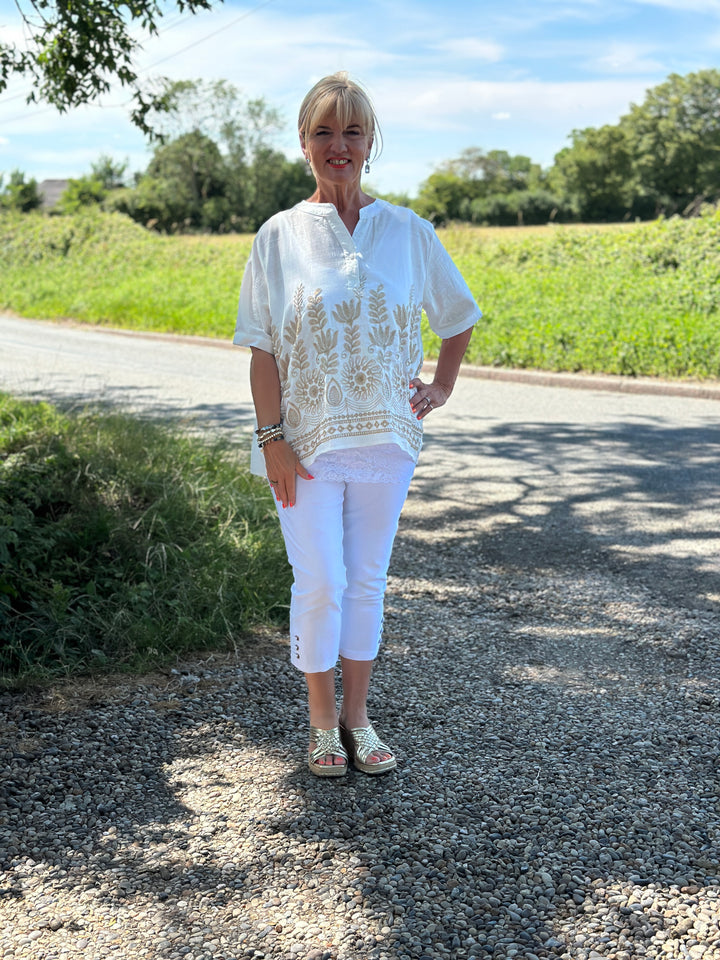 Isla Embroidered Top | Off White