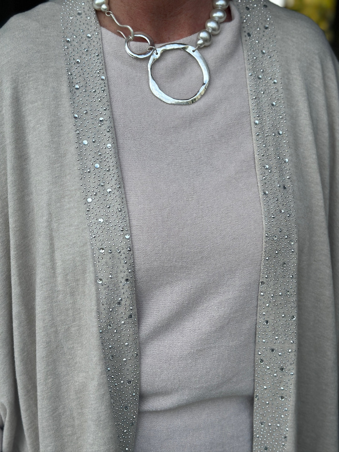 Embellished Kimono Style Cardigan | Cream
