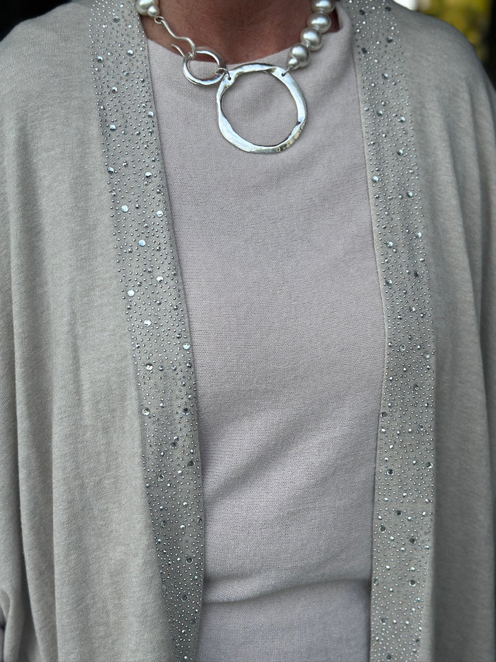 Embellished Kimono Style Cardigan | Cream