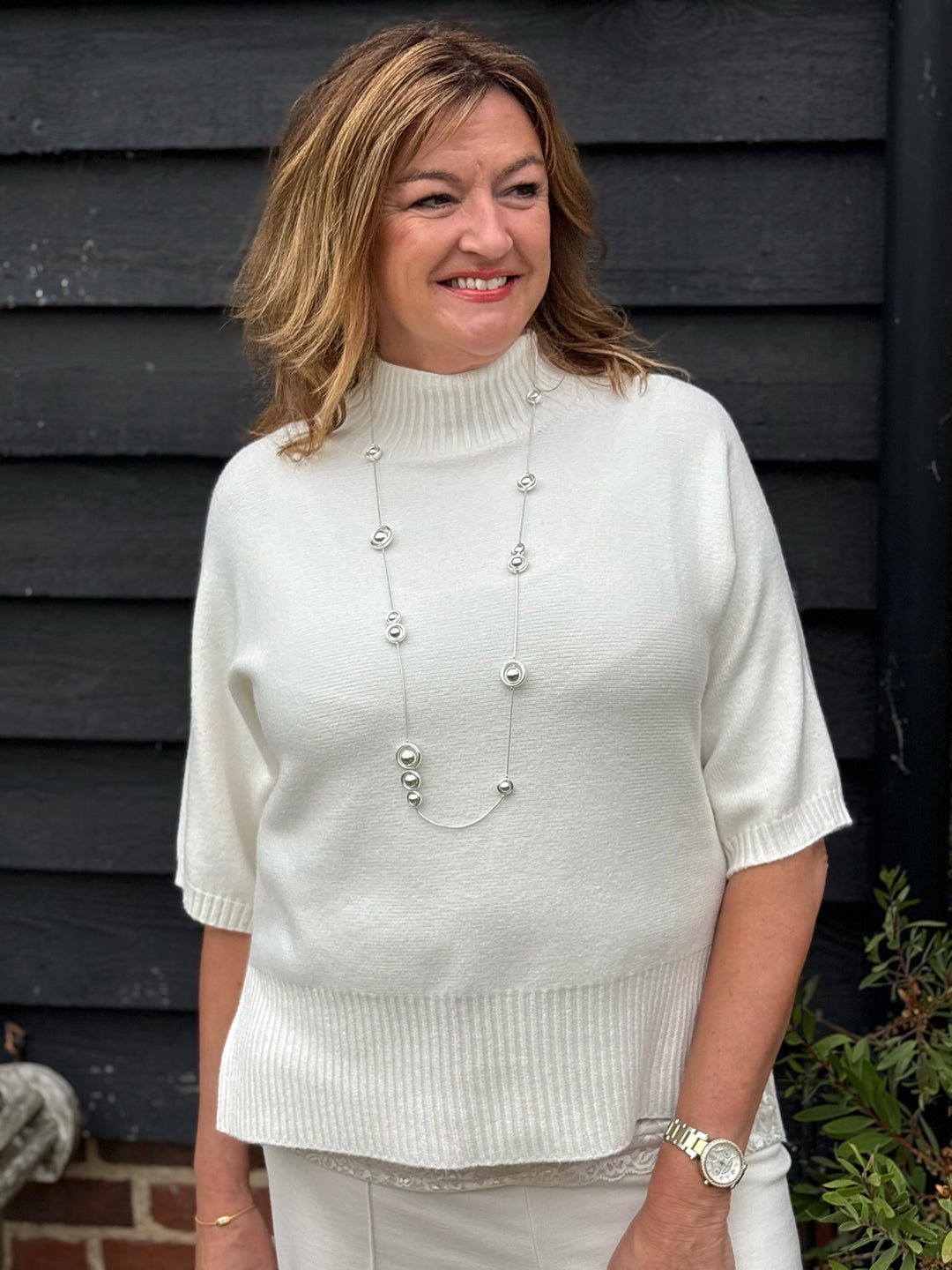 Ribbed Turtle Neck Knit Top | Ivory
