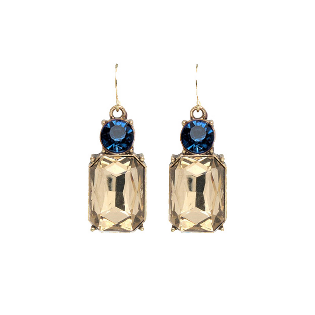 Hook Twin Gem Earrings | Smoke & Deep Blue