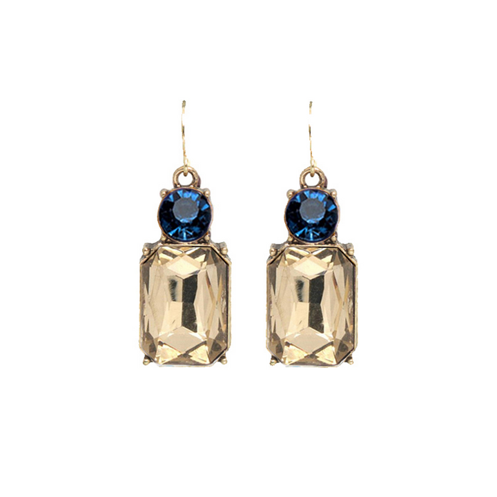 Hook Twin Gem Earrings | Smoke & Deep Blue