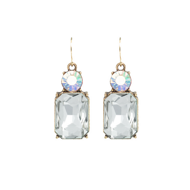Hook Twin Gem Earrings | Clear