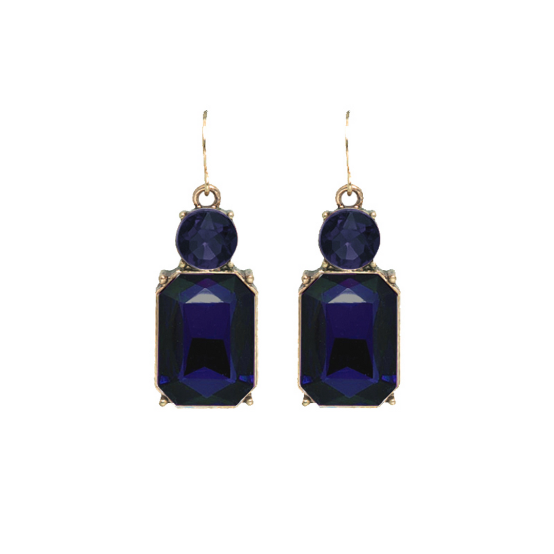 Hook Twin Gem Earrings | Navy
