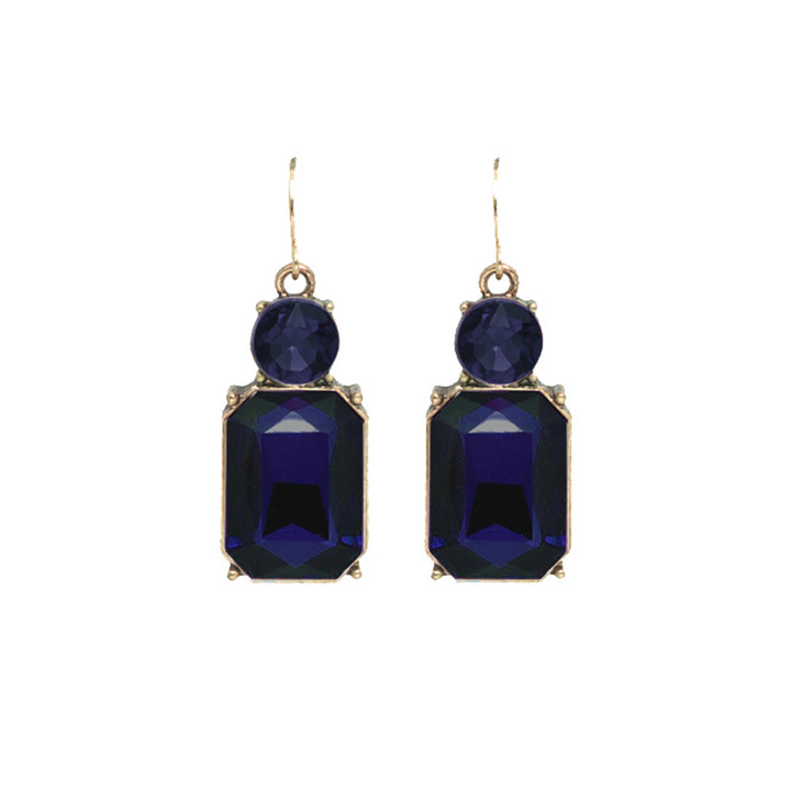Hook Twin Gem Earrings | Navy