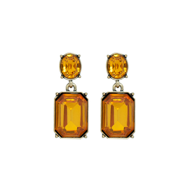 Oval & Square Gem Earrings | Mandarin
