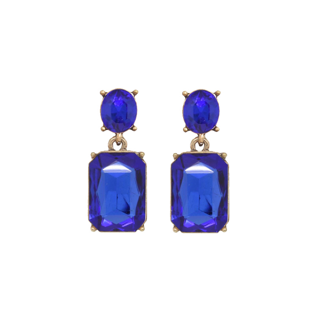Oval & Square Gem Earrings | Royal Blue