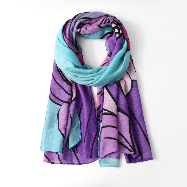Large Flower Scarf | Cyan